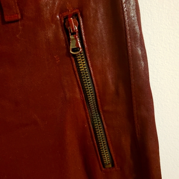 Hudson's Moto Stark Crimson Wax Super Skinny Mid Rise Front Zip Pocket Woman 30 - Picture 7 of 15